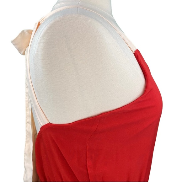 Lulu’s Red and Cream Mini Blouson Halter Dress - Picture 7 of 16